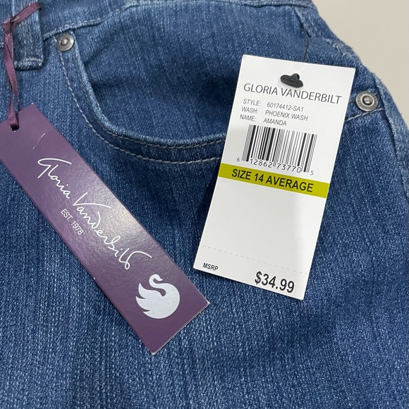 Gloria Vanderbilt Jeans Size 14. Classic Fit, Tapered Leg, Mid-Rise. NWT! - Picture 3 of 9